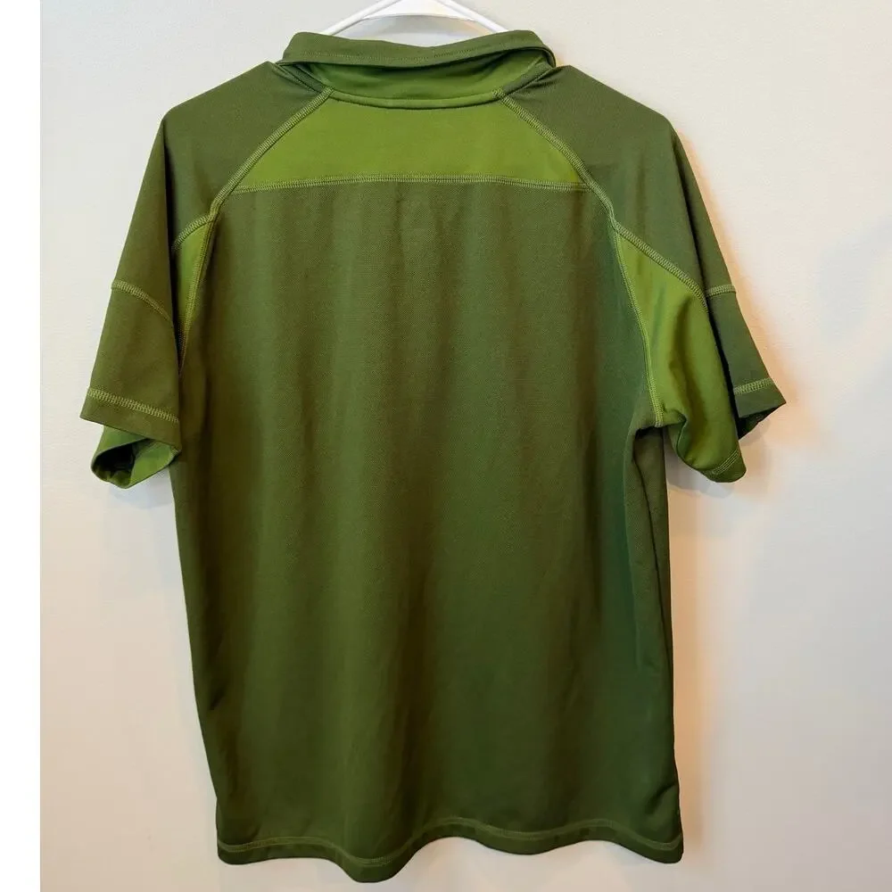 The North Face Short Sleeve Quarter Zip Polo Shirt Olive Green Men's Size Large